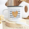 Tasse Céramique Personnalisable – Le Petit Café de Notre Maman – Motif Marinière & Cœur Caramel