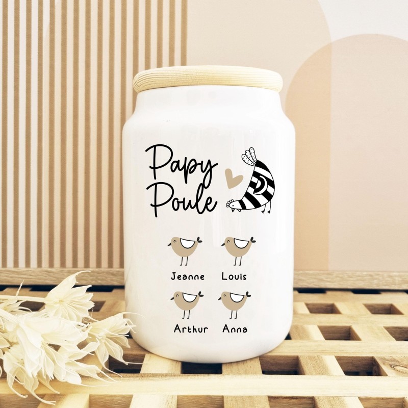 Pot à biscuits personnalisé – Papy Poule