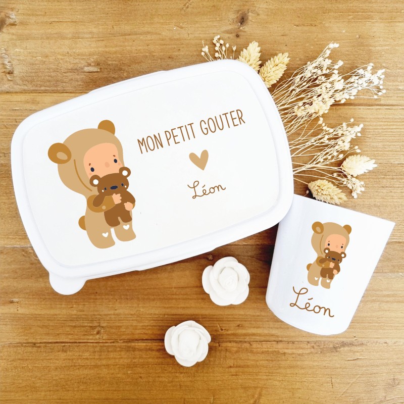 Set goûter personnalisé enfant – Thème Bébé Doudou & prénom
