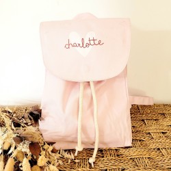 Sac à dos rose personnalisé en coton bio pour enfant motif cœur – Sweet Chic Accessoires