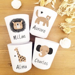 Gobelet personnalisé enfant – Collection Safari & prénom