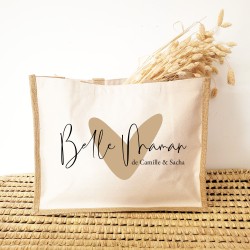 CABAS PERSONNALISABLE - MAMAN - PRENOM ENFANTS -COEUR