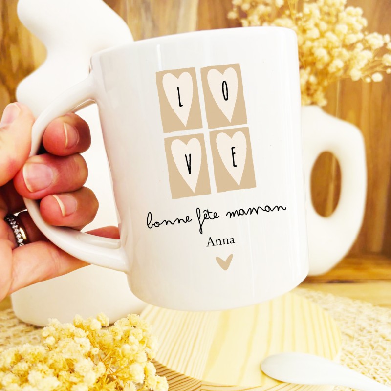 mug cuillère céramique LOVE personnalisable fête des mères