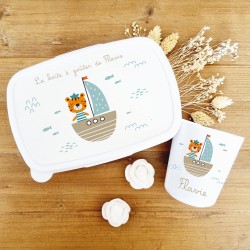 Set goûter personnalisé enfant – Thème Tigre Marin & prénom