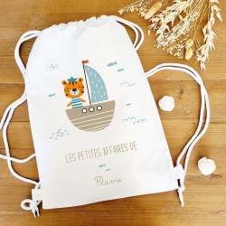 Sac à dos polyester blanc motif tigre marin - Sweet Chic Accessoires