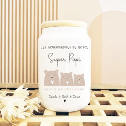 Bocal en céramique personnalisé – Les gourmandises de notre Super Papi / Papy / Papa