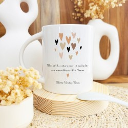Mug céramique avec cuillère – Mille petits cœurs, fête des mères personnalisable
