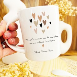 Mug céramique avec cuillère – Mille petits cœurs, fête des mères personnalisable