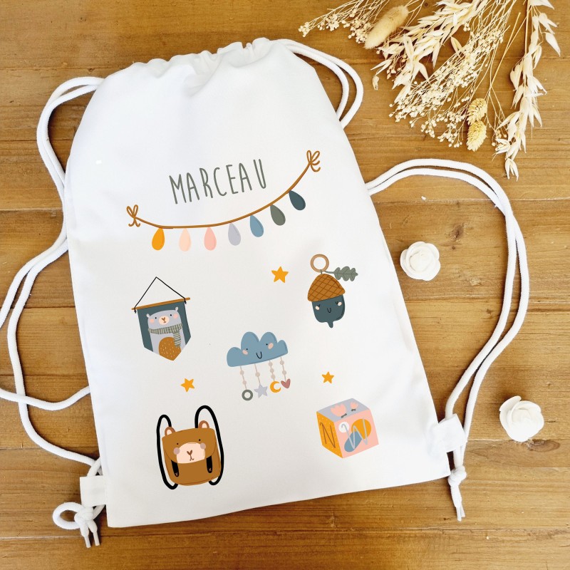 Sac à dos polyester blanc motif guirlande de ballons - Sweet Chic Accessoires