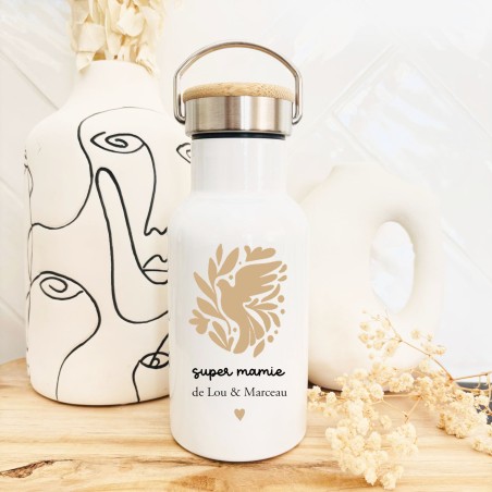 Petite Gourde isotherme Colombe - Mamie Maman - Personnalisable