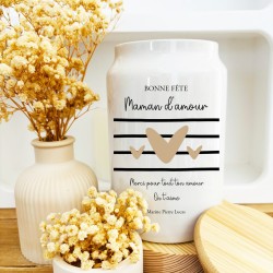 Pot à biscuits en céramique personnalisable marinière - Bonne fête Maman d'amour