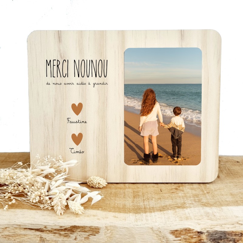 Cadre photo Bois - Cadeau personnalisé - Merci Nounou