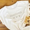 Tee-shirt MAMAN coeur paillettes dorées - personnalisable
