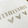 Tee-shirt MAMAN coeur paillettes dorées - personnalisable