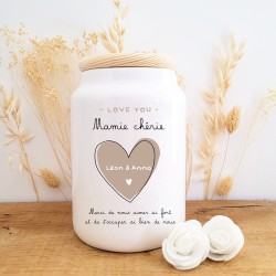 Pot à cookies personnalisé modèle Love You motif Cœur beige - Mamie chérie - Sweet Chic Accessoires
