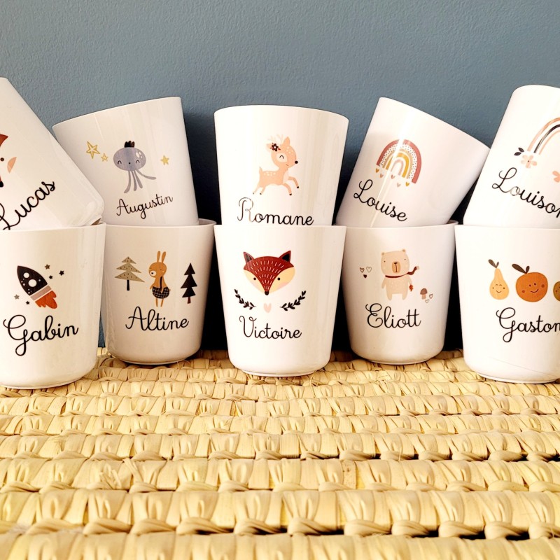 Gobelet enfant personnalisable - sans BPA - pour maternelle crèche