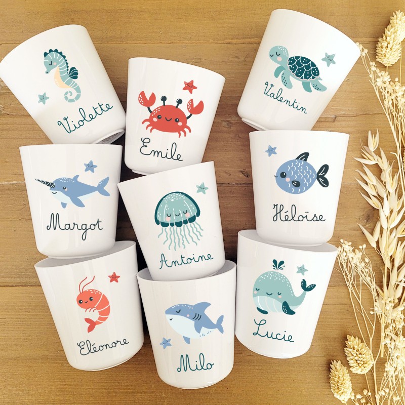 Gobelet personnalisé enfant – Collection Mer & prénom