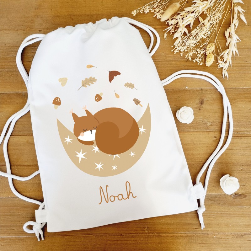 Sac à dos polyester blanc motif chat endormi - Sweet Chic Accessoires