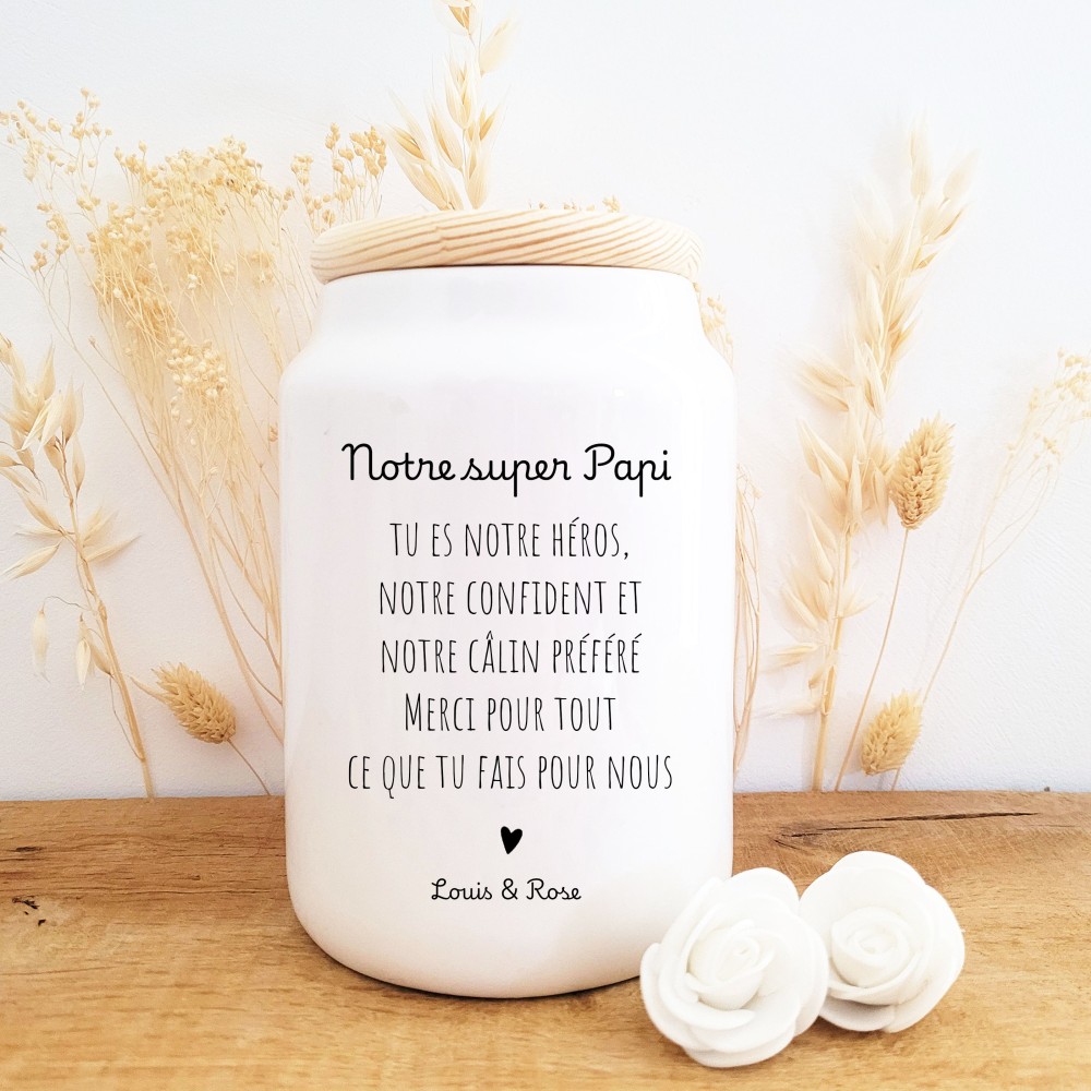 Pot à biscuits en céramique personnalisable – Cadeau grands-pères - Papi