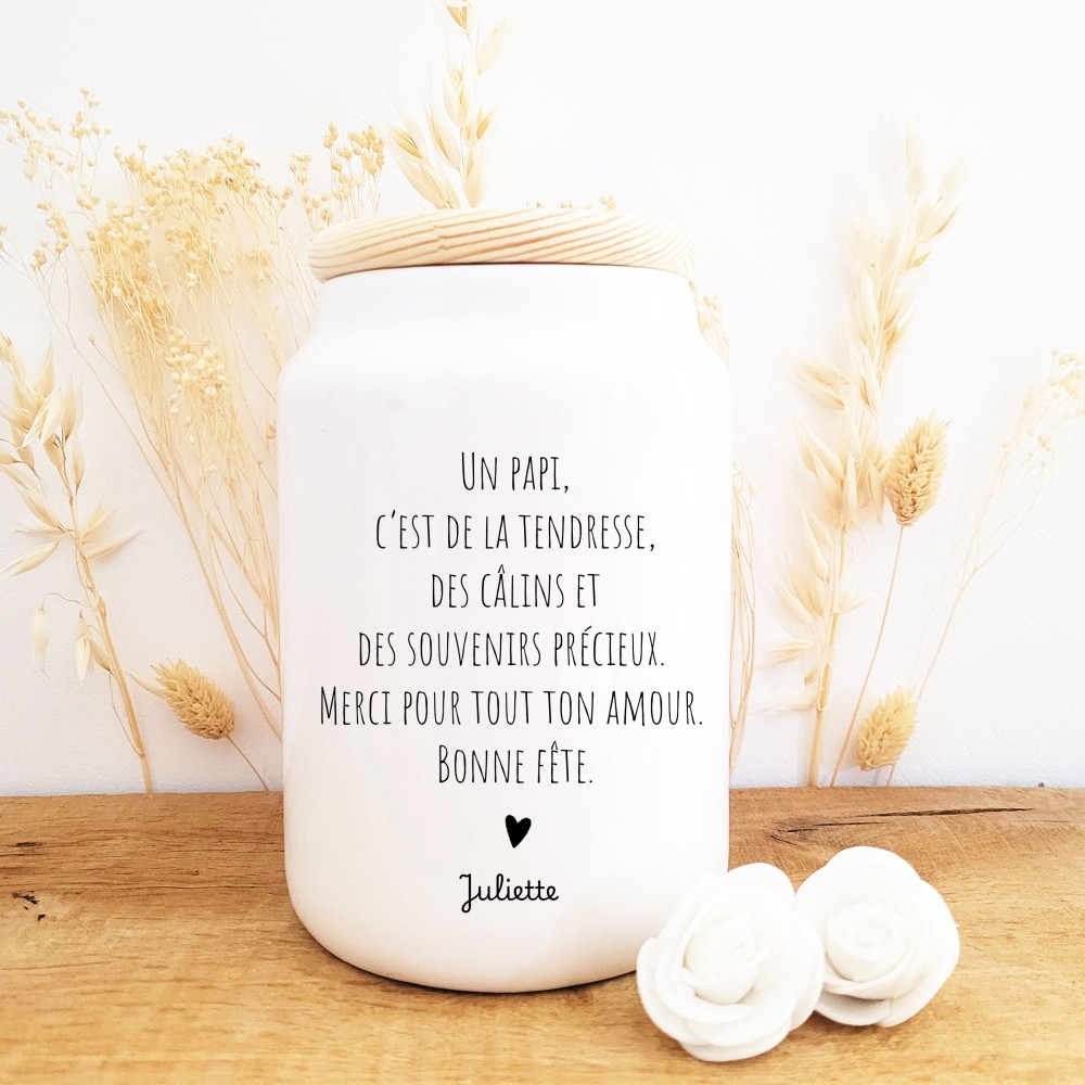Pot à cookies en céramique personnalisable – Cadeau fête des grands-pères