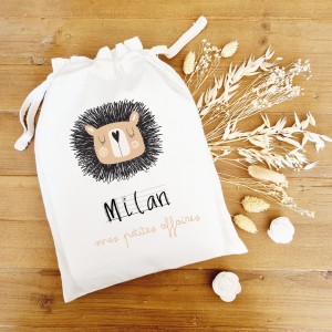 Pochon personnalisé enfant – Collection Safari & prénom