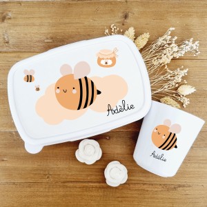 Set goûter personnalisé enfant – Thème Abeille & prénom