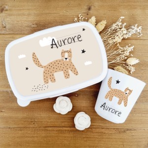 Set goûter personnalisé enfant – Thème Panthère & prénom
