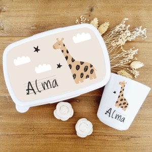 Set goûter personnalisé enfant – Thème Girafe & prénom