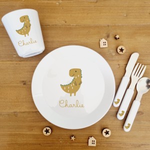 Set repas personnalisé enfant – Thème Dinosaure & prénom