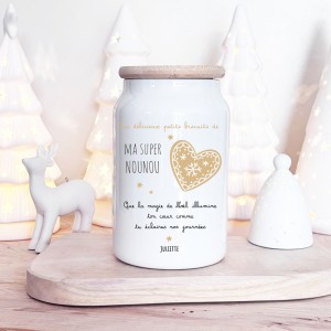 Pot à biscuits personnalisable-cadeau Noël nounou