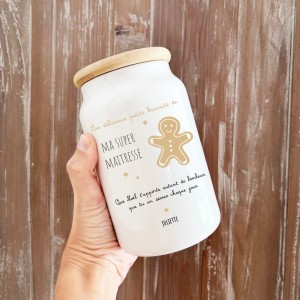Pot à biscuits “Ma super maîtresse” – Cadeau de Noël personnalisé