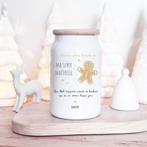Pot à biscuits “Ma super maîtresse” – Cadeau de Noël personnalisé