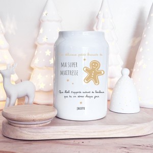 Pot à biscuits “Ma super maîtresse” – Cadeau de Noël personnalisé
