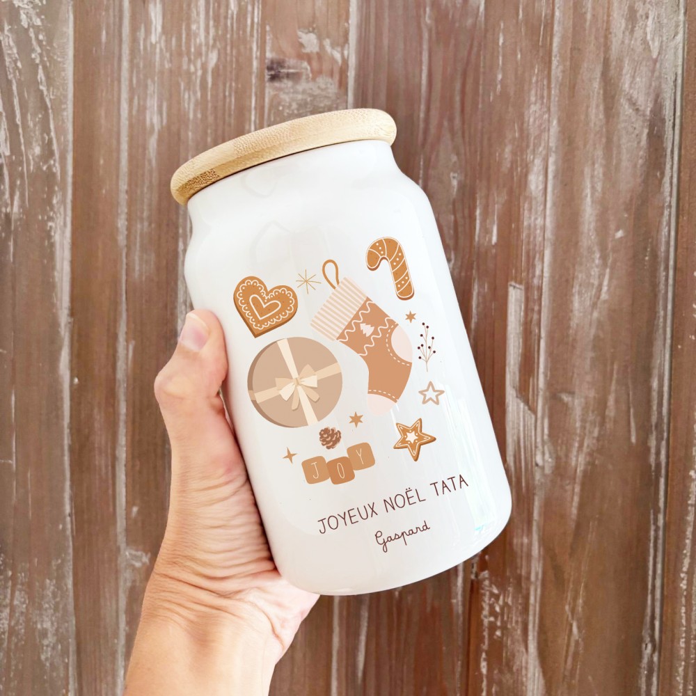 Pot à cookies personnalisé – Cadeau de Noël Marraine Tatie Tata