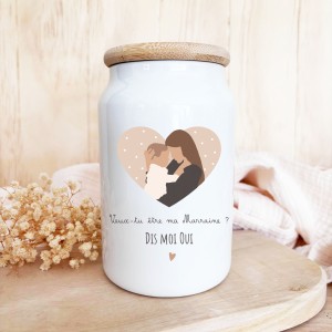 Pot à cookies “Veux-tu être ma marraine ?” – Cadeau personnalisé pour une demande originale