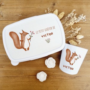 Set goûter personnalisé enfant – Thème Écureuil & prénom