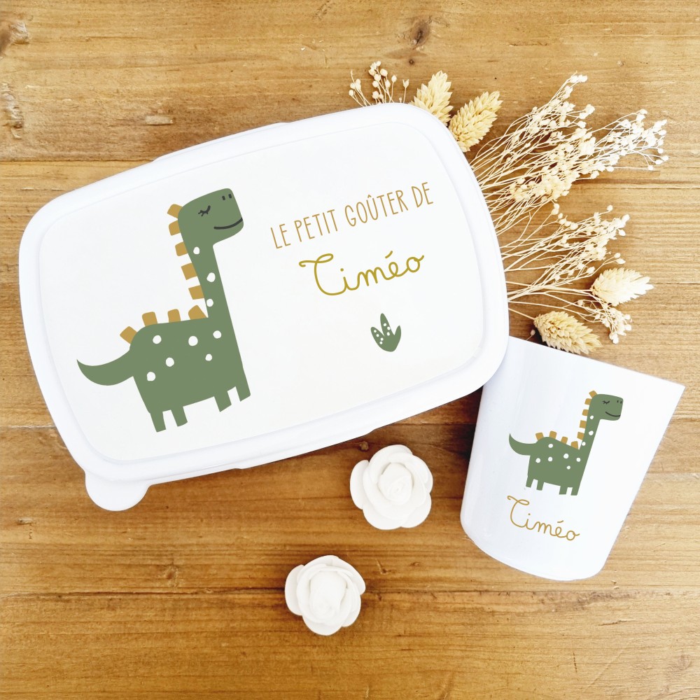 Set goûter et gobelet personnalisés – Dinosaure