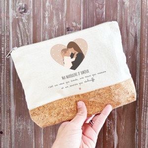 Trousse “Ma marraine d’amour” – Cadeau personnalisé en liège et coton