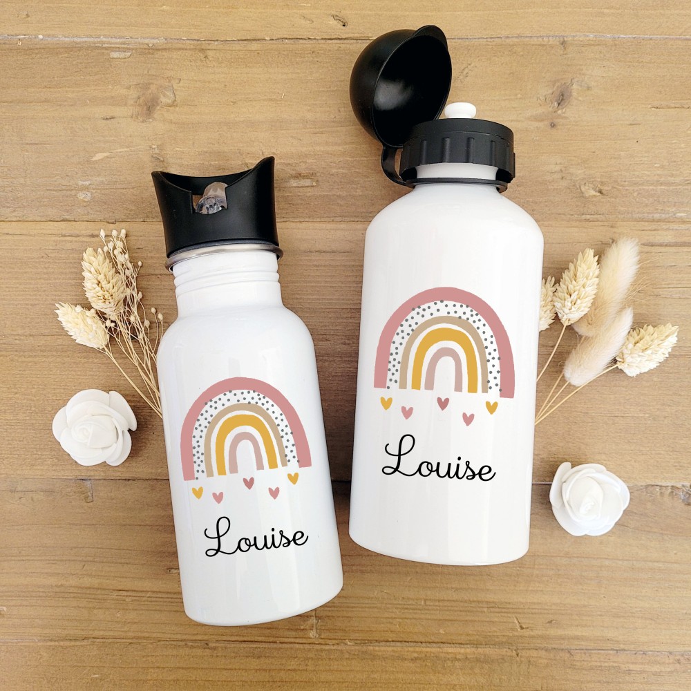 Gourde personnalisée enfant – Paille intégrée ou bouchon sport