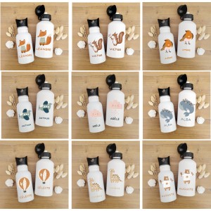 Gourde personnalisable bouchon sport ou paille intégrée motifs au choix - Sweet Chic Accessoires