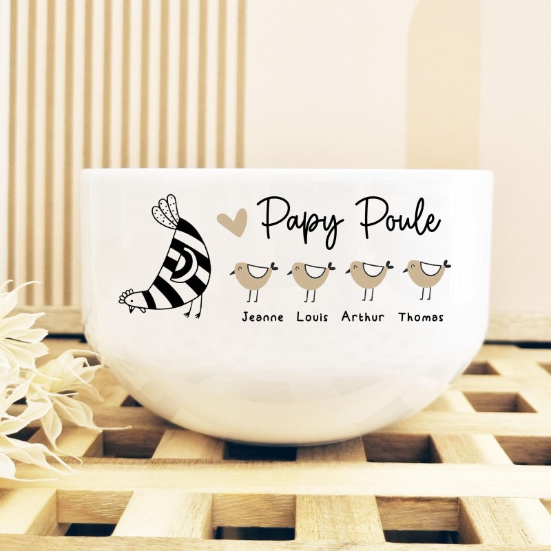 Bol céramique personnalisé papi poule/papa poule