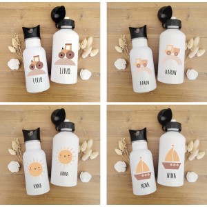 Gourde personnalisable bouchon sport ou paille intégrée collection Véhicules et Soleil  - Sweet Chic Accessoires