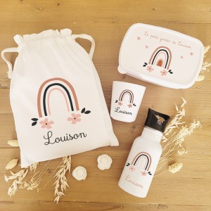 Kit goûter personnalisé motif arc-en-ciel marron Louison – Sweet Chic Accessoires