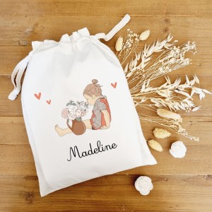 Pochon en coton enfant personnalisable motif petite fille Madeline - Sweet Chic Accessoires