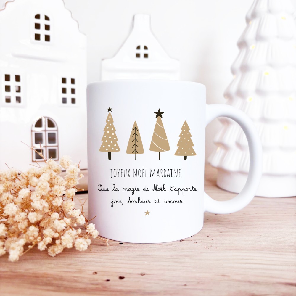 Mug céramique Mat - cadeau Noel pour marraine, famille, amis