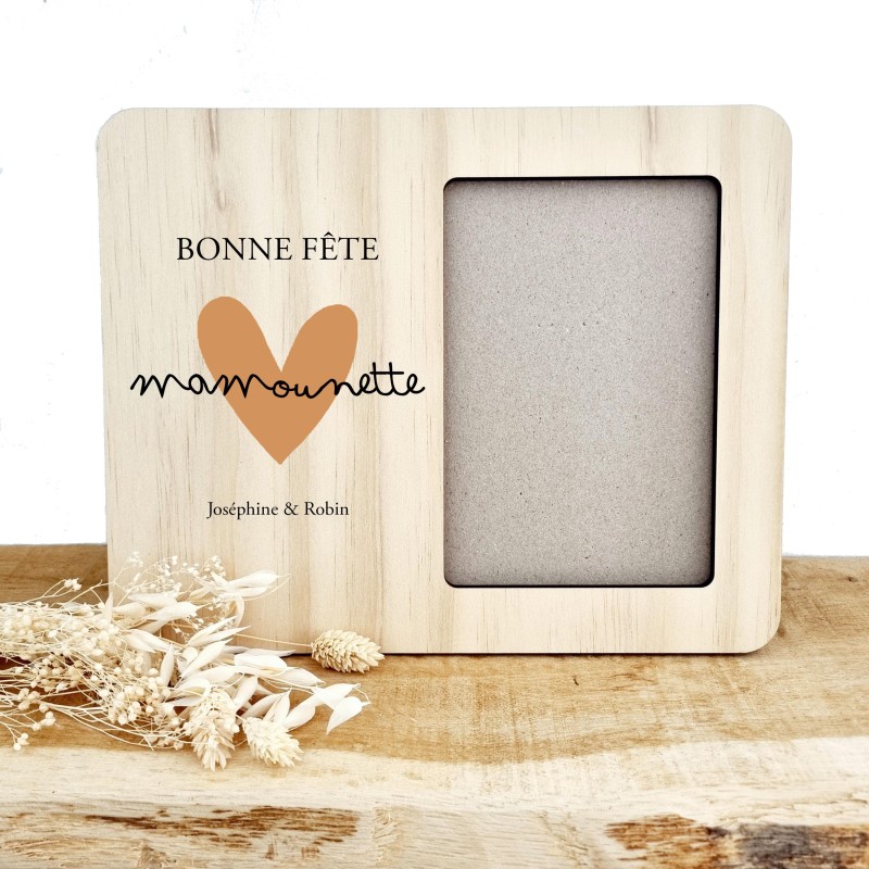 Cadre photo en bois personnalisé bonne fête mamounette - Sweet Chic Accessoires