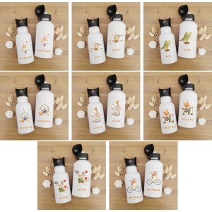 Gourde personnalisable bouchon sport ou paille intégrée collection Cirque - Sweet Chic Accessoires