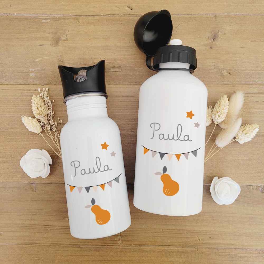 Gourde personnalisée enfant – Paille intégrée ou bouchon sport