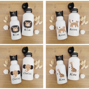 Gourde personnalisable bouchon sport ou paille intégrée collection Safari - Sweet Chic Accessoires