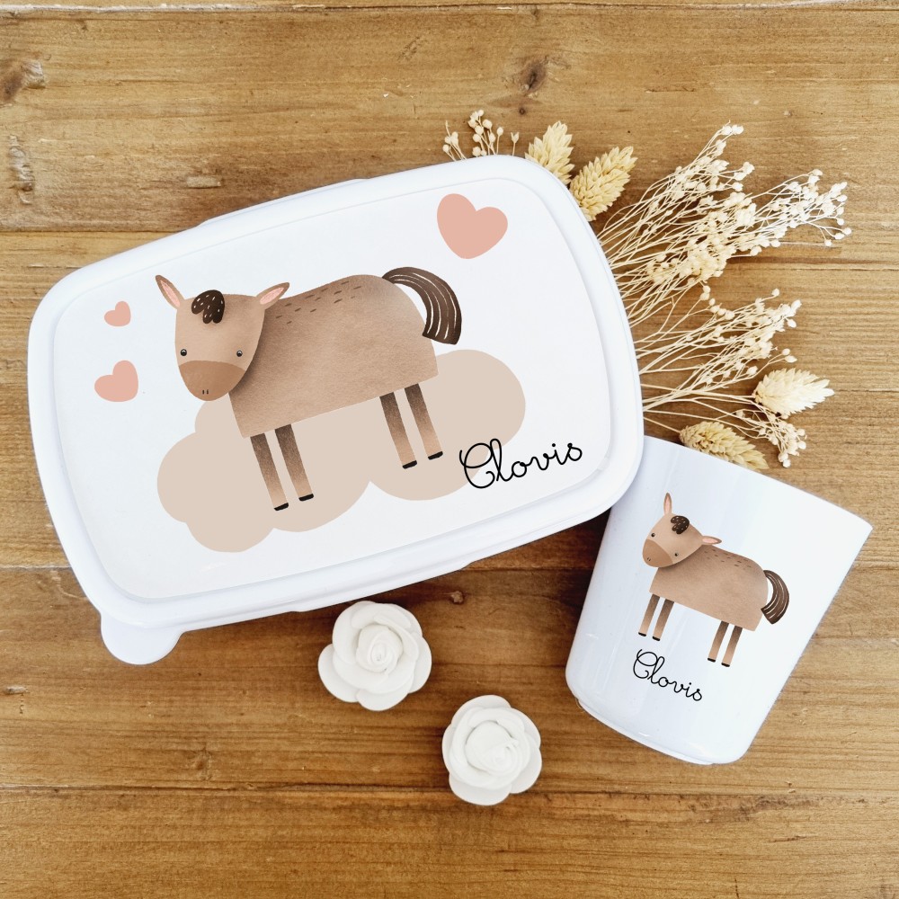 Set goûter personnalisé enfant – Thème Cheval & prénom